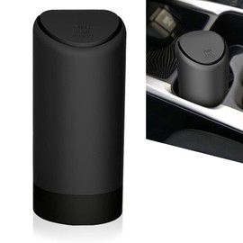 Prywog 1 PC Car Trash Can with Lid, Mini Portable Small Trash Can, Waterproof Silicone Trash Container, Universal for Most Cars (Black)