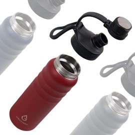 VOLCAROCK Insulated Sports Water Bottle with Straw Lid Dustproof, 3 Lids, 24/32/40/64 oz Dishwasher Safe & BPA Free Double Wall Stainless Steel Water bottle, Leakproof & Sweat Free -24 Oz Brick Red