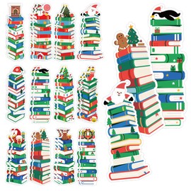 BAISDY 120Pcs Christmas Book Tracker Bookmark Bulk, Bookshelf Design Paper Bookmarks for Book Lovers Students Classroom School