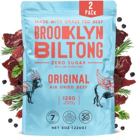 Brooklyn Biltong - Air Dried Grass Fed Beef Snack, South African Beef Jerky - Whole30 Approved, Paleo, Keto, Gluten Free, Sugar Free, Made in USA - 8 oz, Pack of 2 (Original)