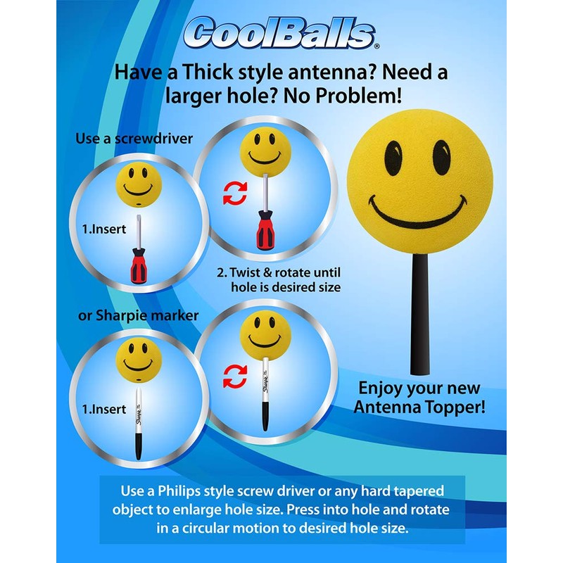 Coolballs Cool Plain Orange Car Antenna Balls (1.75" Diameter) (Pack