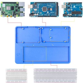 SUNFOUNDER Raspberry Pi 5 4B RAB Holder 5 in 1 Base Plate Compatible with Arduino R3 Mega Pi 4B 3B+ 3B 2 Model B 1 Model B and 400 800 Points Breadboard with Rubber Feet Breadboard Holder