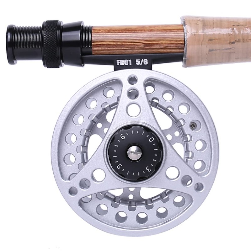 Kylebooker Fliegenfischrolle große Laube mit Aluminium-Körper Fliegenrolle (5/6wt,Silver)