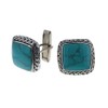 Mens Turquoise Cuff Links, Sterling Silver, 20mm