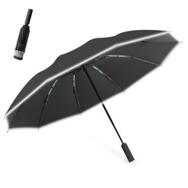 SC-7 Folding Umbrella, 2025 Edition, Ultra Large Size, 10 Ribs, Reflective Tape, One-Touch, Automatic Opening/Closing, Windproof, Folding Umbrella, Men's, Large, Lightweight, Rain or Shine, UV