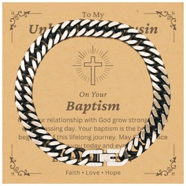 To My Unbiological Cousin Cuban Link Bracelet Gifts For Unbiological Cousin - Your Relationship With God Grow Stronger - Catholic Christian Baptism First Communion Confirmation Christmas Gifts