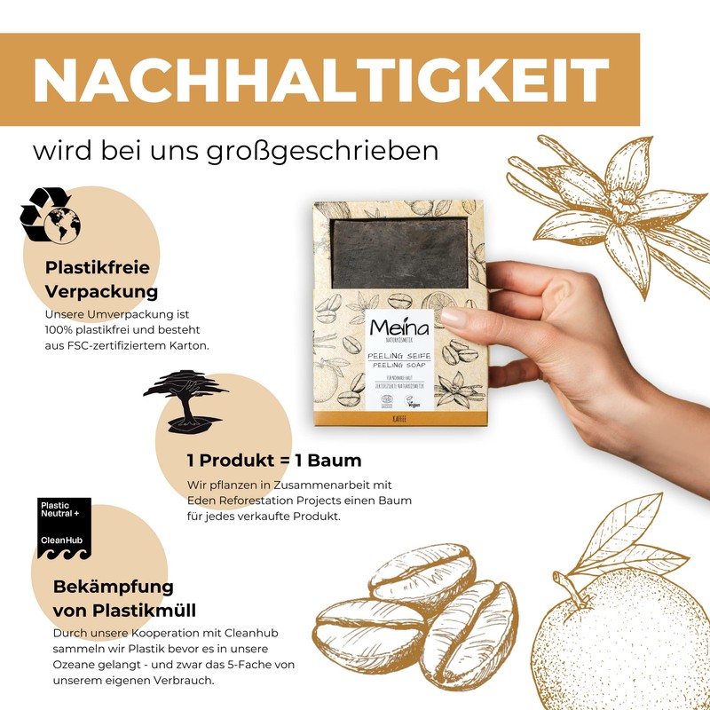 Meina Natural Cosmetics - Organic Exfoliating Soap with Coffee, Natural