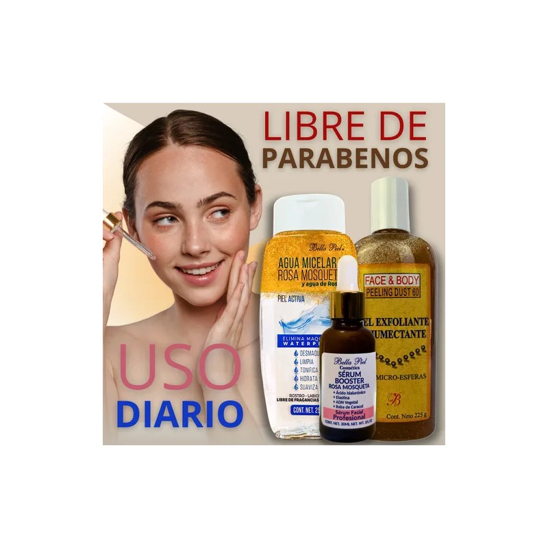 Kit Skincare Agua Micelar Gel Exfoliante Sérum Booster