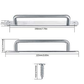 2 Pcs Barn Door Handles, Sliding Door Pull Handles, Stainless Steel Closet Cabinet Door Handles Pulls with Plates for Cupboard Cabinet Wardrobe Drawer Shed Pull Handles, 225mm/8.86 inch - Silver