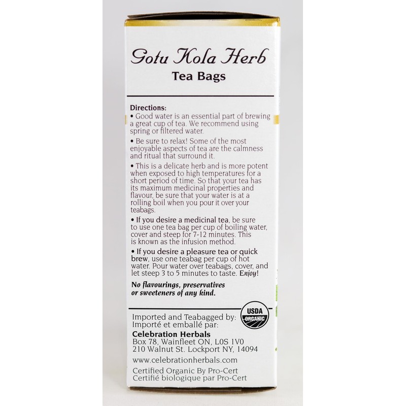Celebration Herbals Organic Gotu Kola Tea Bags 24 Count