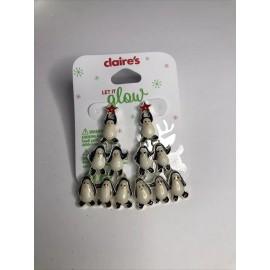 Claire’s Let It Glow Christmas Earrings New Penguins Pierced Dangling