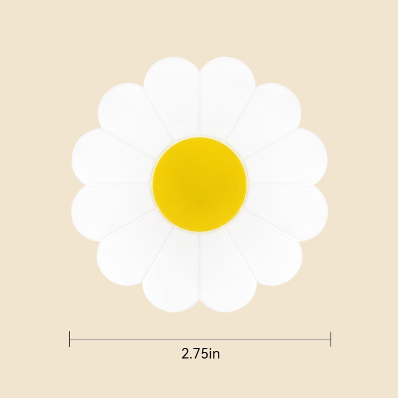 4-Pack 2.75“ White Flower Car Cup Coasters - Floral Silicone