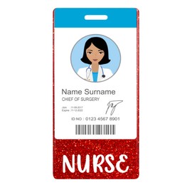 Plifal Nurse Badge Buddy Card Holder Nurse Nursing Accessories Glitter Red Vertical ID Name Identification Tags Hospital Work