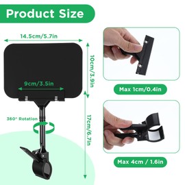 MAQUITA 30 Pcs Price Display Signs, Adjustable Clip on Sign Holder with 30 Clips A6, Rotataing Plastic Chalkboard Sign, Double Sided Mini Blackboard Clips for Store Business Office