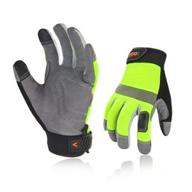 Vgo... 1 Pair Synthetic Leather Multi-Functional Work Gloves, Gardening Construction Builder Gloves (Size L, Green, SL7584)