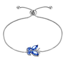 Aurora Tears 925 Sterling Silver Butterfly Bracelet, Butterflies September-Sapphire Birthstone Bracelet Charms Jewelry Gift for Women Teen DB0111S