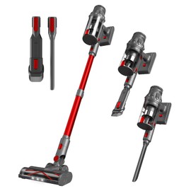 FUNCCUBE Vacuum Cleaners for Home - Cordless Stick Vacuum Cleaner, Lightweight High Power Vac for Pet Hair Carpet Hardwood Floor, Handheld Portable Wireless Rechargeable Battery Household Vac,Red