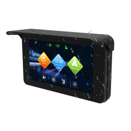 [2024 New Monitor] Motorcycle Display Audio, Carplay, Android Auto, Bike, Smart Monitor, IP65 Overall Waterproof and Dustproof, 5-inch IPS Touchscreen, Motorcycle Helmet Bluetooth Earphones, Phone