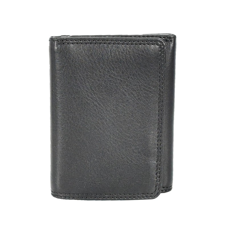 Mens Real Leather Tri-fold RFID Protected Slim Wallet Banknotes Credit