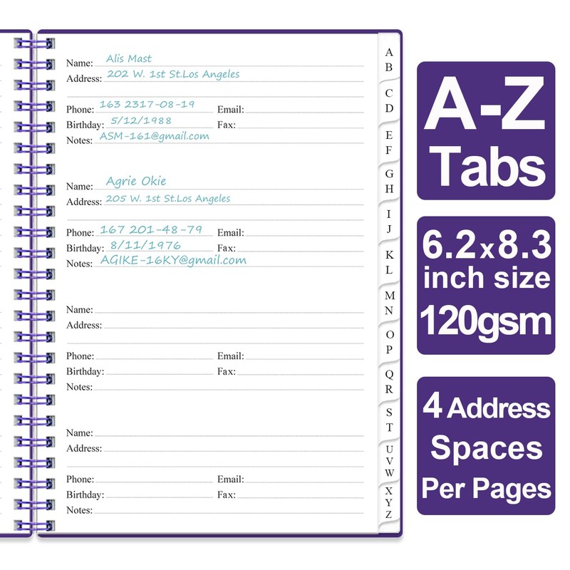 Address Book with Alphabetical Tabs - A5 Telephone & Address