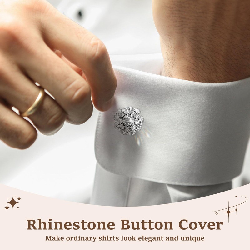 6 Pcs Rhinestone Button Cover Decorative Button Cover Clip Easy