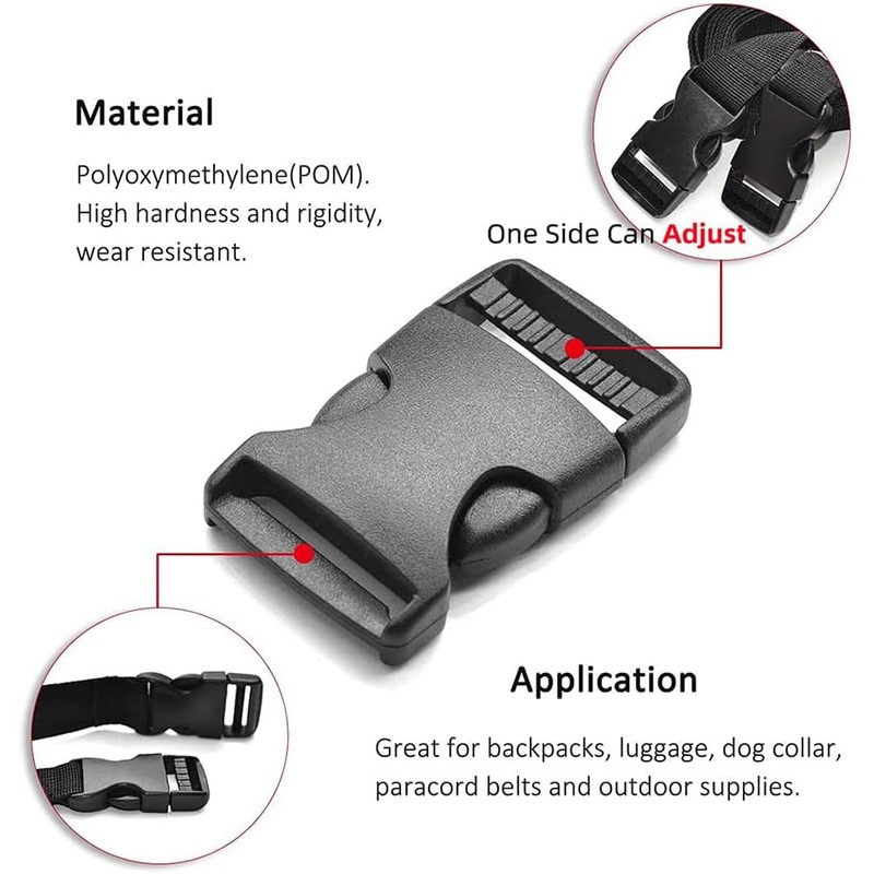 Gasea 20Pcs 25mm(1") Side Release Buckles, Adjustable Replacement Buckle Clip