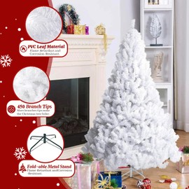 4ft Artificial Christmas Tree, Arbol de Navidad with 450 Branch Tips, Premium North Valley Spruce with Foldable Base Stand, Xmas Tree for Home, Office,Party Decoration-White