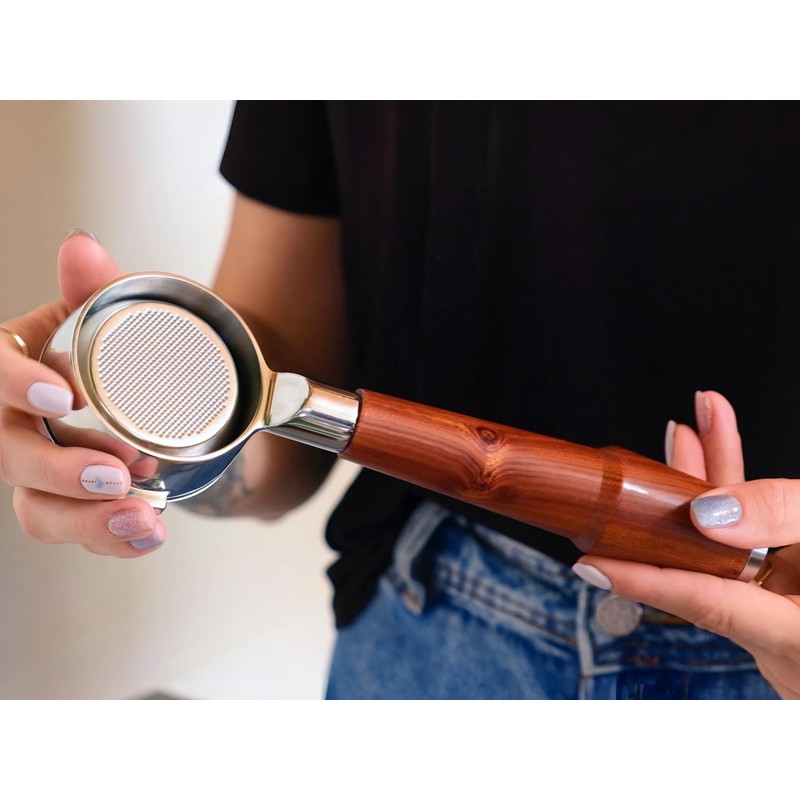KNODOS 54mm Bottomless Portafilter Breville Compatible Rosewood Handle & Naked