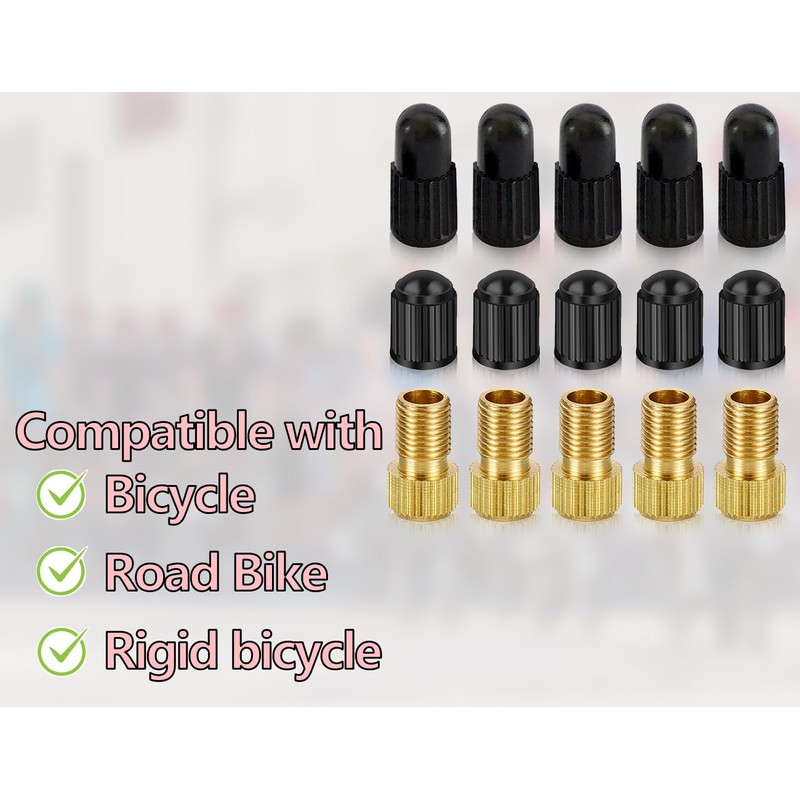 KAPSING Bicycle Valve Adapter Set, 5 Brass Valve Adapters and