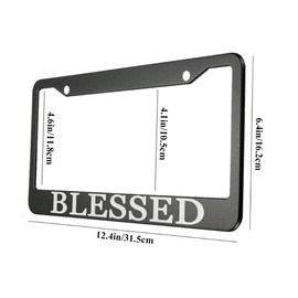oFloral Blessed Aluminum Alloy License Plate Frame White Letters Black Applicable to US Standard Car Metal Car Tag Frame Funny Front Clear License Plate Cover Holder for Women Men(1 Pack)