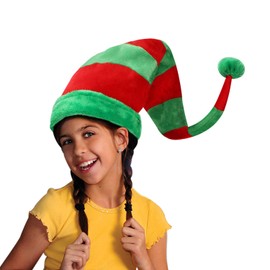 LONTG Kids Long Christmas Hat Velvet Plush Red and Green Hat Moldable Christmas Costume Hat Fancy Dress Clown Hat Jester Joker Hat Funny Xmas Santa Gift For Christmas Party Theme Party
