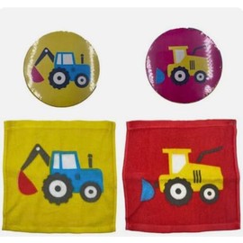 Tractor/Digger Farm Magic Flannel Kids Bath Face Cloth Travel Wash Gift Red Yellow expanding Towel x 1