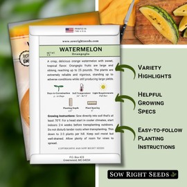 Sow Right Seeds - Orangeglo Watermelon Seeds for Planting - Non-GMO Heirloom Packet with Instructions to Plant & Grow an Outdoor Home Vegetable Garden - Large Orange Sweet Melon - Garden Gift (1)