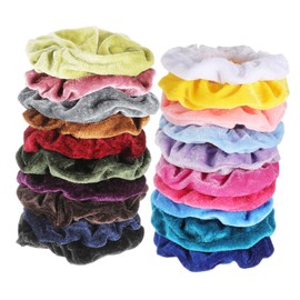 WOONEKY 20pcs Velvet Scrunchies Hair Ties for Women Soft No Damage Elastic Bands Rich Colors Gentle Hair Holders for Ponytails and Casual Styles