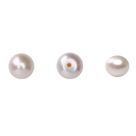 BEADIA Natural Half Drilled Pearl Beads White 7.5-8mm 8pcs AAAA Freshwater Cultured Loose Gemstone Beads for DIY Stud Earring Jewelry Making