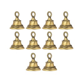 Indian Brass Bells Jingle Bells for Home Door Décor, Crafts, Chimes, Christmas Décor, Cow Pet Bells Christmas Craft Bells for Christmas Decorations (10, Classic)
