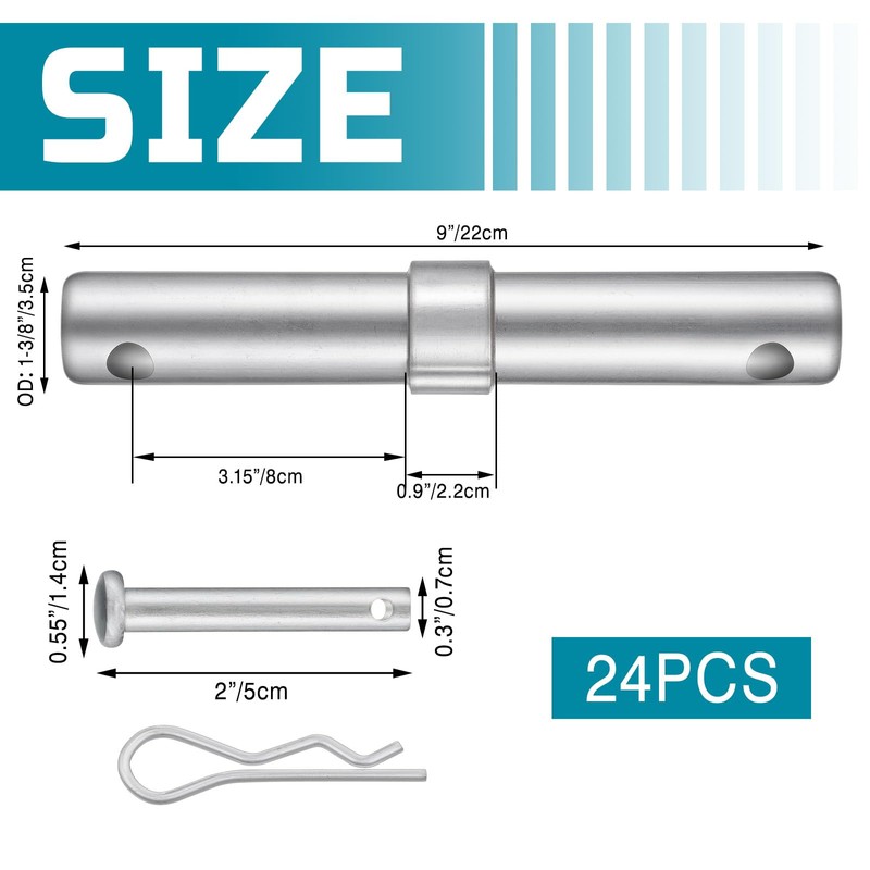 Otoolling 24 Pack Scaffolding Coupling Pins 1-3/8" OD x 9"