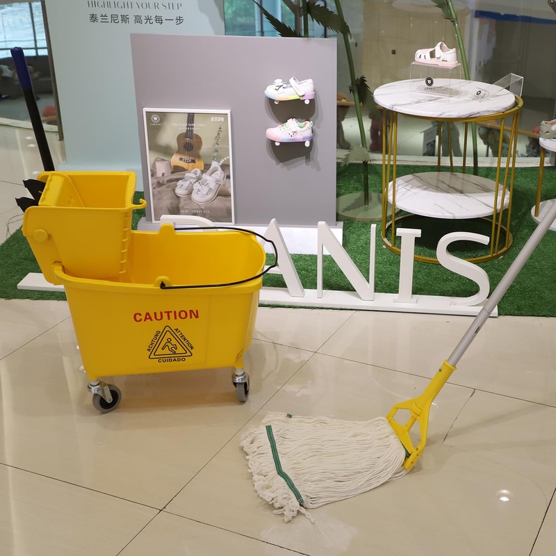 Midoneat Commercial Mop Bucket with Side Press Wringer on Wheels,