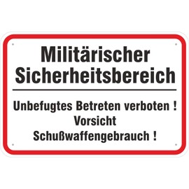 Military Security Area / Firearms Use Aluminium Composite Sign 3mm Thick 20 x 30 cm
