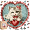 Wooden Puzzles for Adults 500 Piece, Heart Cat Wooden Jigsaw