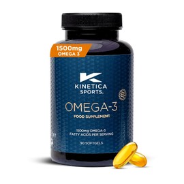 Kinetica Sports Omega-3 Fish Oil Capsule | 45 Servings, 90 Softgel Tablets | 1500mg Omega-3 Fatty Acids (1000mg EPA + 500mg DHA)/Serve| High Strength Omega 3 Supplement| WADA & Informed Sport Approved