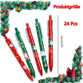Tcnzdy Pack of 24 Christmas Gifts, Small Christmas Gifts, Ballpoint Pen Funny, Christmas Gifts for Students, Adorable Pen, Cartoon Pen, Office, Plastic,