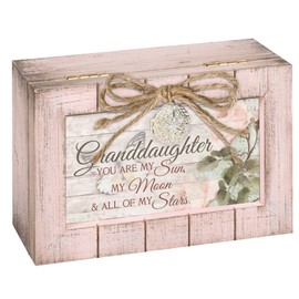 Cottage Garden Granddaughter Sun Stars Blush Pink Locket Petite Music Box Plays You are My Sunshine