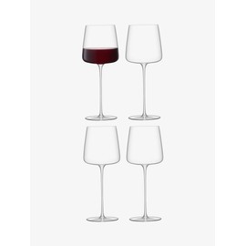 LSA Metropolitan Grand Cru Glass Set in Clear with Angular Shape - Dishwasher Safe and Tall Stemmed Drinking Glasses - 23 oz Drinkware - Pack of 4