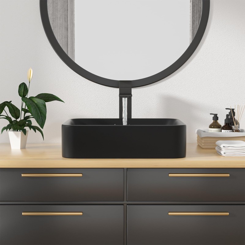 Kichae Vessel Sink Rectangular - 19"x15" Modern Bathroom Rectangle Above