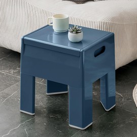 Permory Nightstand Bedside Table with Storage Space, Multifunctional Colorful Plastic End Table Small Side Table for Bedroom, Dorm and Small Spaces, Easy Assembly(14.7" D x 11.8" W x 15.8" H, Blue)
