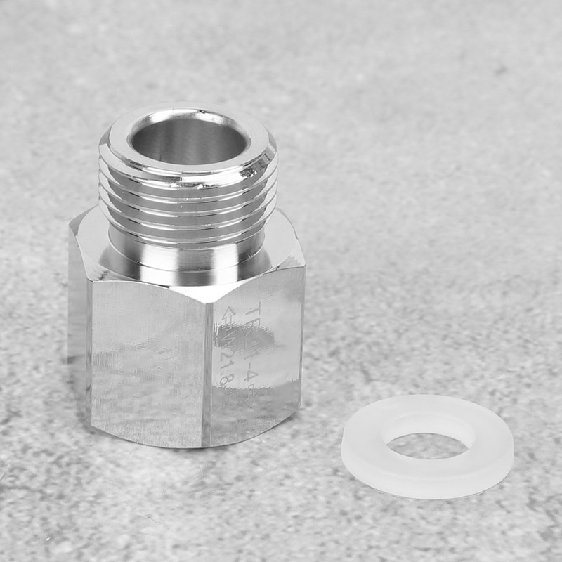 CO2 Tank Cylinder Adapter Converter Silver Female Thread TR21-4 to