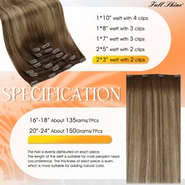 Full Shine Hair Extensions Medium Brown Balayage Clip in Hair Extensions Human Hair 12 Inch Short Hair Extensions Medium Brown Mix Caramel Blonde Human Hair Extensions Remy Hair 7 Pcs