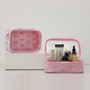 Yoolhamy Pink Clear Bow Cosmetic Bag For Women Girls Cute