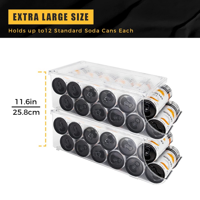 SCAVATA 2 Pack Skinny Can Organizer for Refrigerator, Stackable Tall